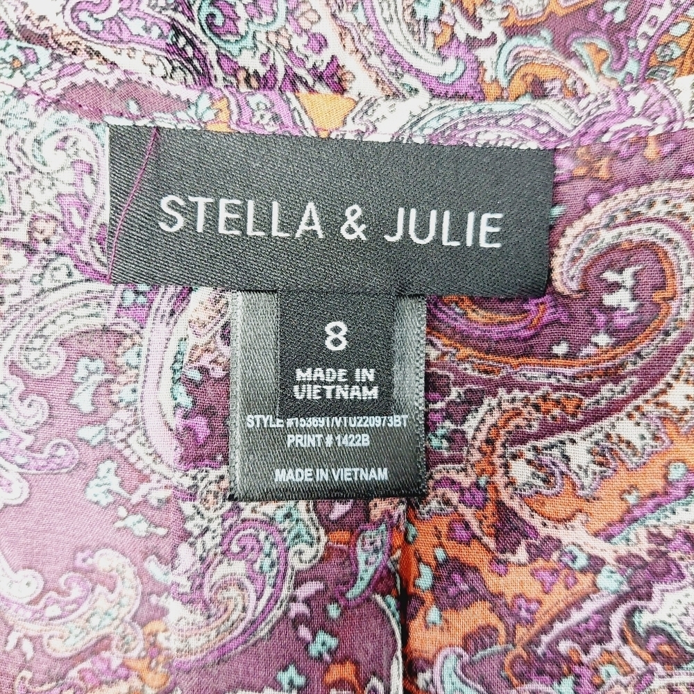 Stella & Julie Multicolor Polyester Paisley Print Flared Midi Dress 6840 - Picture 5 of 7